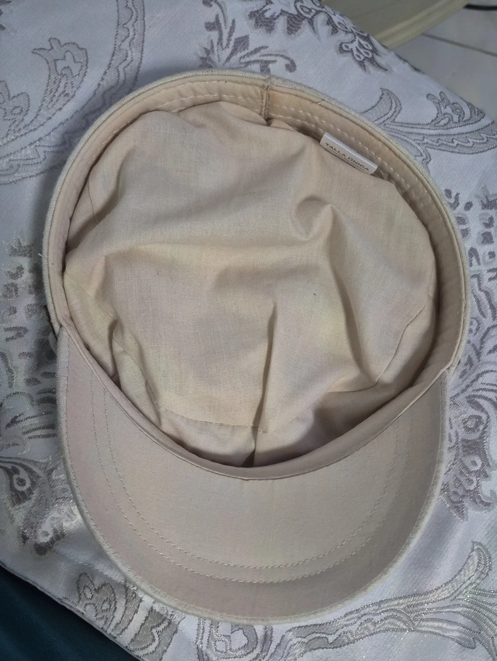 Time and Tru Beige Canvas Newsboy Cap with Tan Band
